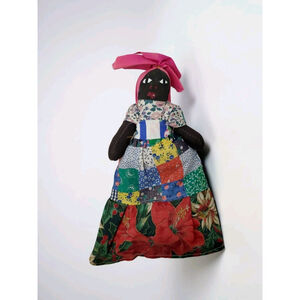 Vintage Jamaican Folk Art Souvenir Rag Doll - Handmade Cloth Doll - 10"